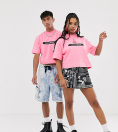 Розовая укороченная футболка COLLUSION Unisex-Черный