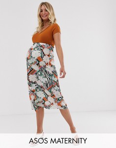 Юбка со звериным и цветочным принтом ASOS DESIGN Maternity-Мульти