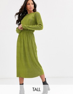 Плиссированное платье миди Glamorous Tall-Зеленый