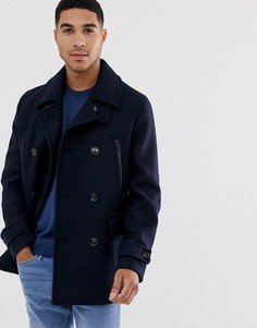 Двубортное пальто Lacoste-Темно-синий