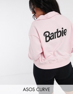 Свитер с воротом-трубой и рисунком Барби ASOS DESIGN Curve Barbie-Черный