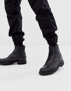 Черные кожаные ботинки со вставкой на носке Grenson joseph-Черный