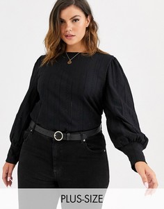 Черная блузка с пышными рукавами на манжетах River Island Plus-Черный