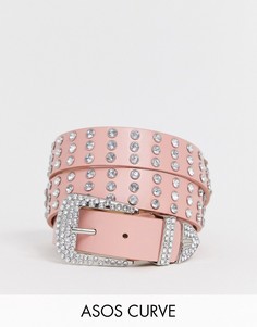 Розовые ремень в ковбойском стиле со стразами ASOS DESIGN Curve-Розовый