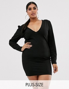 Черное платье мини с глубоким вырезом для вечеринок Fashionkilla Plus-Черный