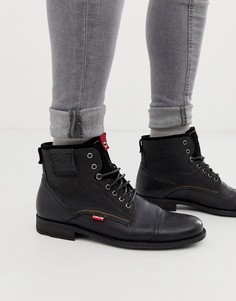 Черные кожаные ботинки Levis-Черный