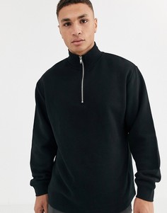 Черный топ с короткой молнией Topman