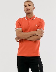 Оранжевое поло с двойной окантовкой Fred Perry-Оранжевый