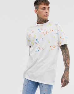 Белая oversize-футболка с принтом брызг краски Liquor N Poker-Белый