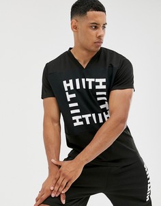 Черная сетчатая футболка с принтом HIIT-Черный