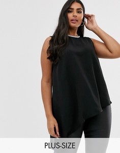 Черный топ асимметричного кроя River Island Plus