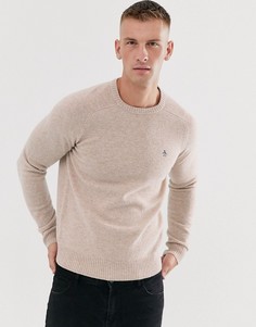 Бежевый джемпер из овечьей шерсти с логотипом Original Penguin-Neutral