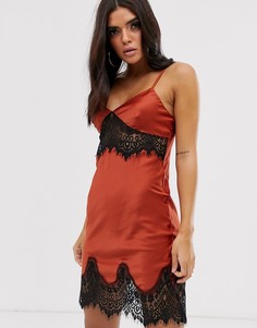 Атласная ночная сорочка с кружевной отделкой Hunkemoller-Красный