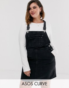 Черное джинсовое платье-комбинезон ASOS DESIGN Curve-Черный