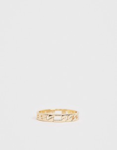 Золотистое кольцо на большой палец из цепочки с мелкими звеньями ASOS DESIGN-Золотой