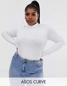 Белый лонгслив с высоким воротом ASOS DESIGN Curve