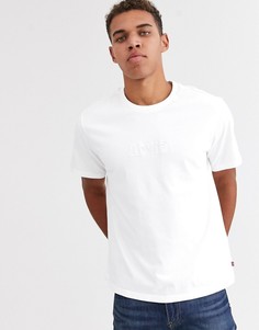 Белая свободная футболка с однотонным вышитым логотипом Levis-Белый