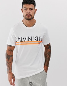 Белая футболка с логотипом и неоновой отделкой Calvin Klein-Белый