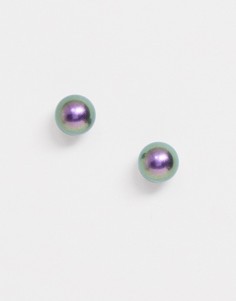 Серебряные серьги-гвоздики с искусственным жемчугом Swarovski Krystal London, 10 мм-Серый