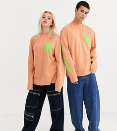 Светло-коричневая футболка с длинными рукавами и логотипом COLLUSION Unisex-Коричневый