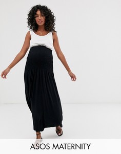Юбка макси с присборенным поясом ASOS DESIGN Maternity-Черный