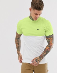 Неоново-зеленая футболка колор блок с логотипом Vans-Белый