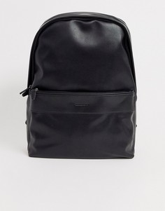 Черный рюкзак из искусственной сафьяновой кожи с тисненым логотипом ASOS DESIGN