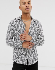 Рубашка с длинными рукавами и принтом в стиле барокко Bolongaro Trevor-Черный