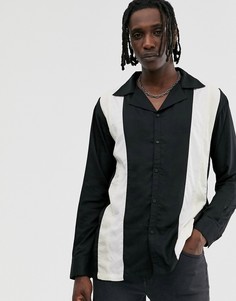 Черная рубашка для боулинга с длинными рукавами Sacred Hawk-Темно-синий