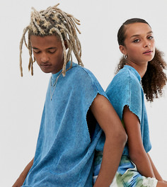 Oversize-футболка в рубчик без рукавов COLLUSION Unisex-Синий