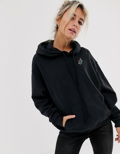 Худи черного цвета с вышитым логотипом и цветами на спине Levis-Черный