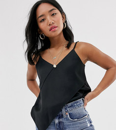 Черный топ на бретельках с оборками River Island Petite