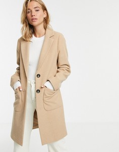 Бежевое пальто на пуговицах New Look-Neutral