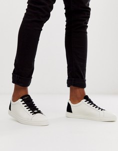 Белые кожаные кроссовки с контрастными элементами Selected Homme-Белый