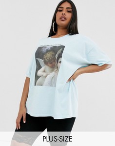 Oversize-футболка с надписью на спине New Girl Order Curve-Синий