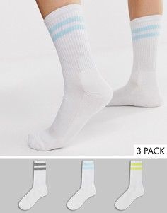3 пары спортивных носков с полосками French Connection-Белый