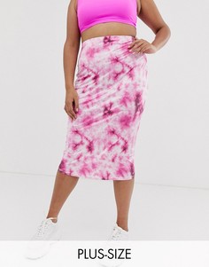 Облегающая юбка миди с принтом тай-дай New Girl Order Curve-Розовый