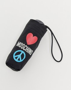 Маленький зонт Moschino - love and peace-Черный