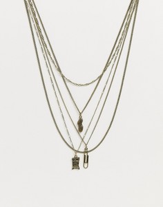 Ярусное ожерелье с подвеской в стиле 90-х Reclaimed Vintage inspired эксклюзивно для ASOS-Золотой