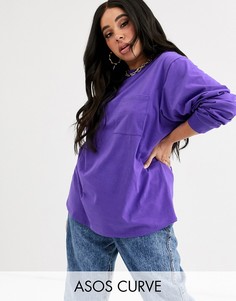 Фиолетовая oversize-футболка с карманом ASOS DESIGN Curve-Фиолетовый