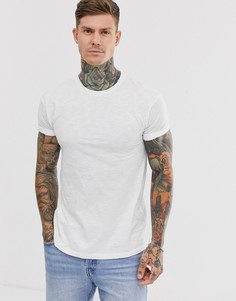 Белая меланжевая футболка с отворотами на рукавах Topman-Белый
