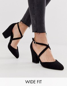 Черные туфли на каблуке с ремешками New Look-Черный