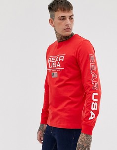 Футболка с длинным рукавом с логотипом Bear USA-Красный