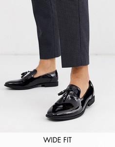 Черные лакированные лоферы для широкой стопы с кисточками ASOS DESIGN-Черный