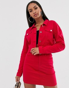 Укороченная джинсовая куртка малинового цвета Missguided-Красный