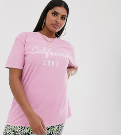 Эксклюзивная розовая oversize-футболка с надписью Missguided Plus-Розовый