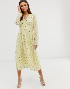 Платье макси с длинными рукавами и цветочным принтом Y.A.S-Многоцветный