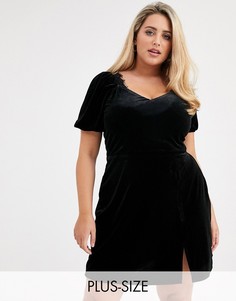 Платье мини с вырезом сердечком и кружевной отделкой Fashion Union Plus-Черный