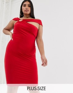 Красное облегающее платье миди Club L London Plus-Красный