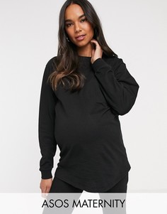 Черная oversize-футболка с карманами ASOS DESIGN Maternity-Черный